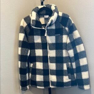 Columbia Black and White Plaid Fleece Jacket